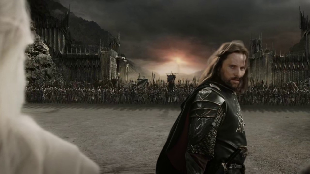 Viggo Mortensen in una scena de Il Signore degli Anelli: Il Ritorno del Re